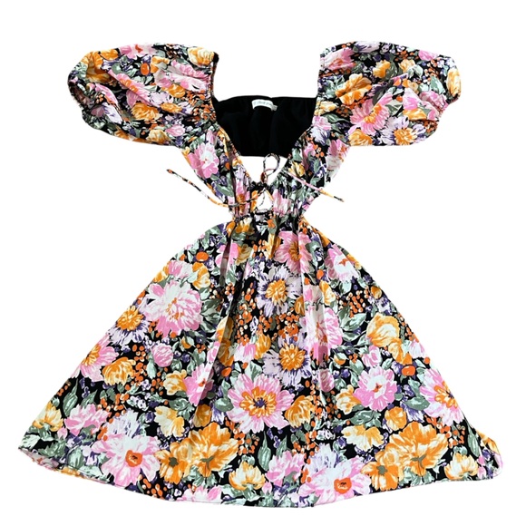 All About May Floral Cutout Puff Sleeve Dress - US Size 4 - Picture 1 of 12